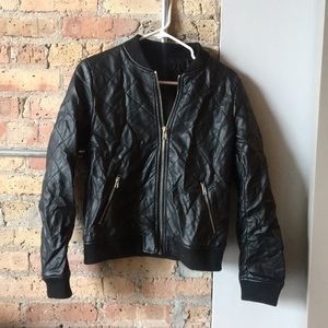 Forever 21 black leather bomber jacket